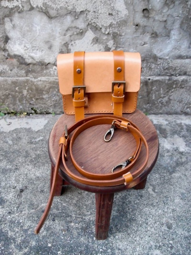 随身学院包，手工真皮制作 - 皮件 - 真皮 卡其色