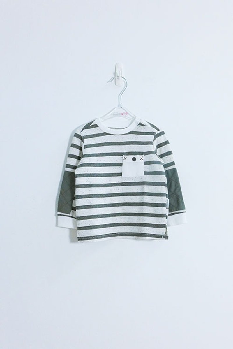 andywawa墨绿色条纹纯棉小口袋棉Ｔ/上衣 - 其他 - 棉．麻 绿色