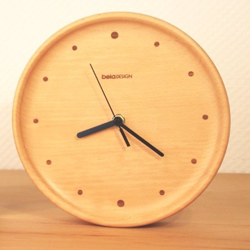 木入三分。德国榉木 窄边圆形挂钟 - 时钟/闹钟 - 木头 金色
