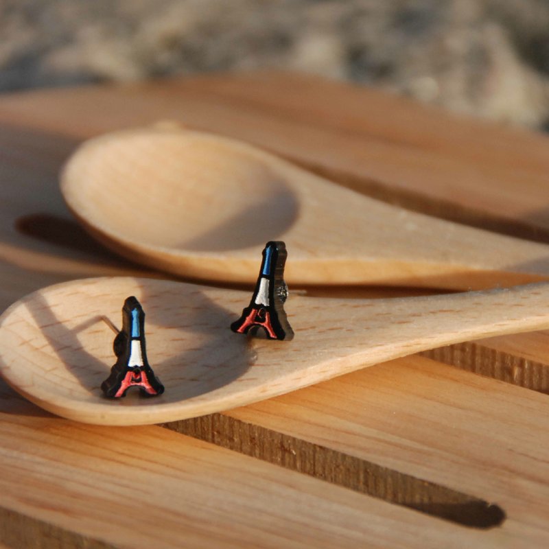 小巴黎/彩色巴黎铁塔/抗过敏钢针/可改夹式 - 耳环/耳夹 - 压克力 多色