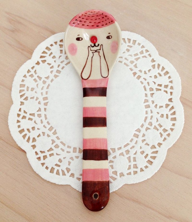 害羞汤匙-粉红 - 餐刀/叉/匙组合 - 陶 粉红色