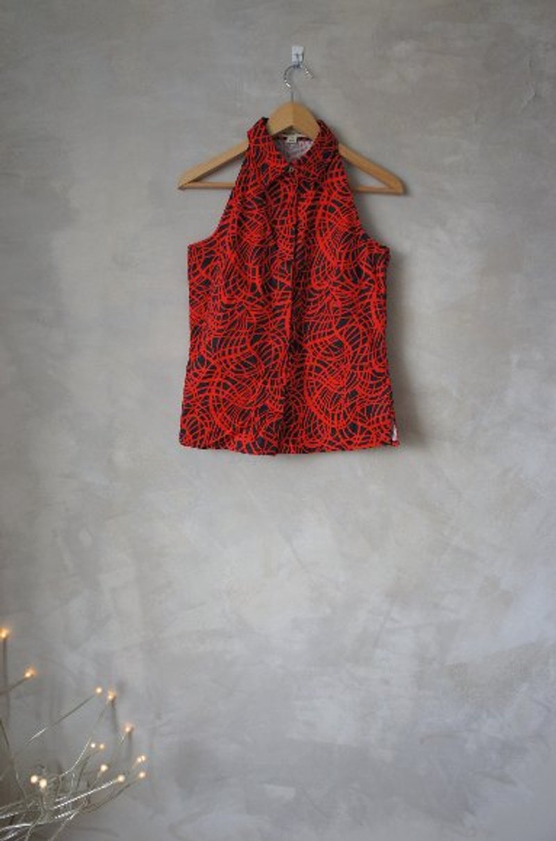 伦敦古着:大削肩背心衬衫  Bea:Mon  古着 - 女装背心 - 棉．麻 红色