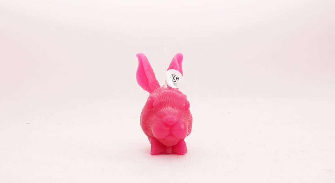 桃红色兔子造型蜡烛 rabbit - 蜡烛/烛台 - 蜡 红色