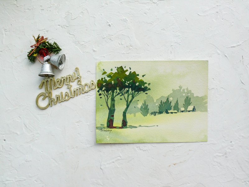 “疗愈系树林系列1-30”水彩手绘限量版明信片/贺卡 - 卡片/明信片 - 纸 绿色