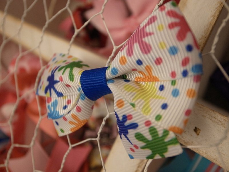 基本款蝴蝶结--涂鸦风蝴蝶结 发束/发夹/发带Hairbow Hairclip/baby headband - 发饰 - 其他材质 多色