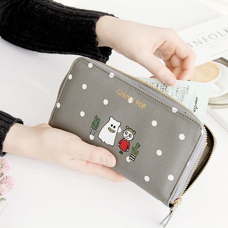 Dessin x GMZ-顽皮鬼欢乐拉链长夹M-淘气灰,GMZ02216 - 皮夹/钱包 - 真皮 灰色