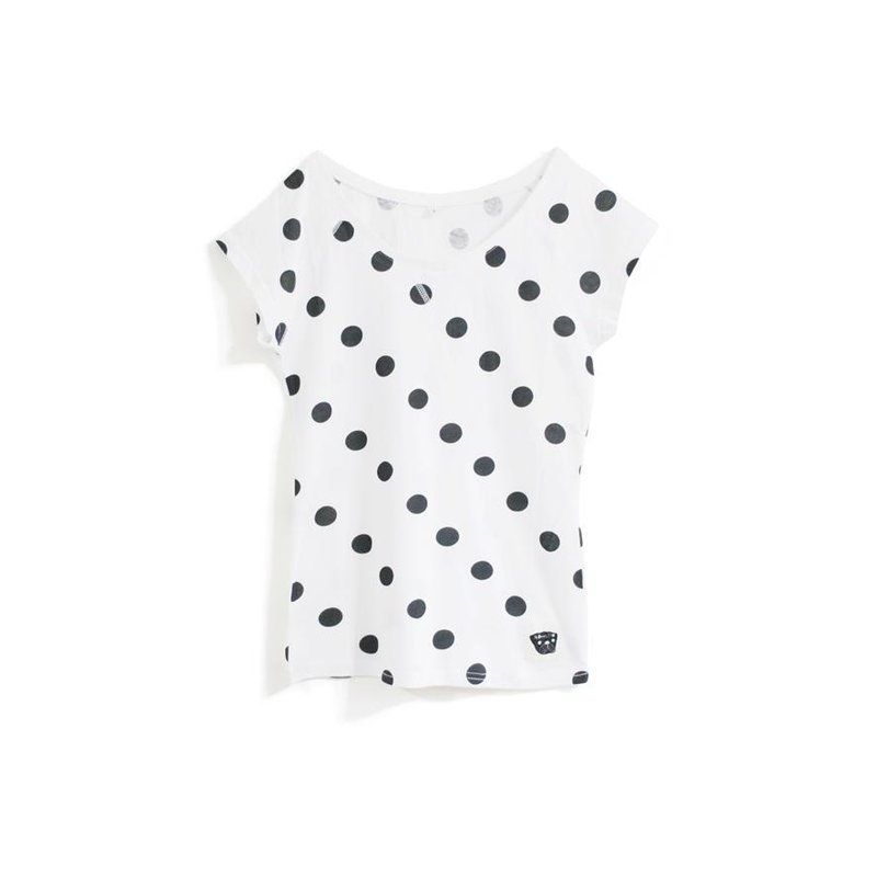 【Noddlefu纳豆腐】点点女版上衣-基本百搭款(黑/白两色) - 女装上衣 - 棉．麻 黑色