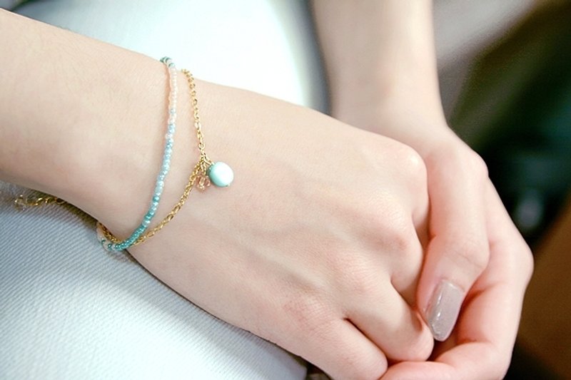 [Ofelia arts & crafts]特制手链系列−蓝粉双色手链[B02-Fabienne] - 手链/手环 - 其他材质 粉红色