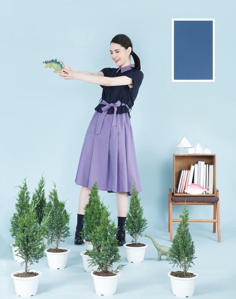 tan-tan / 紫色绑带衬衫洋装 - 洋装/连衣裙 - 其他材质 紫色