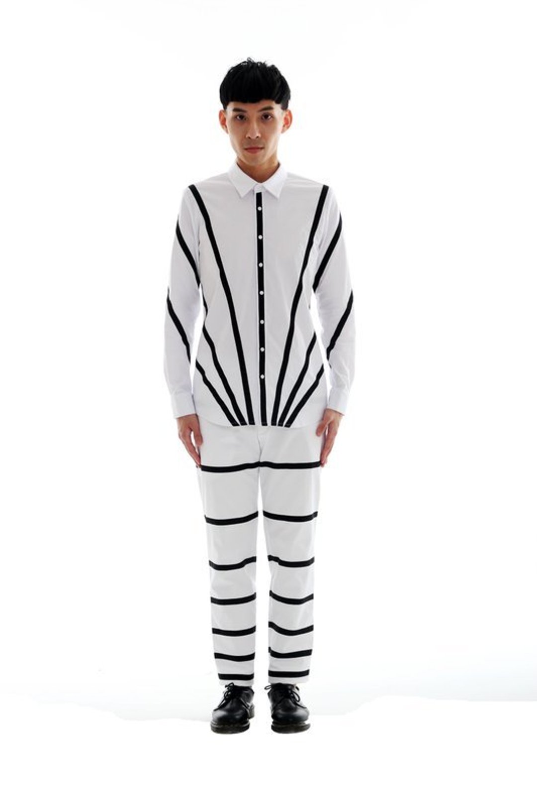 Sevenfold 2013 A/W Radial line shirt 放射线条衬衫 - 男装衬衫 - 棉 白色