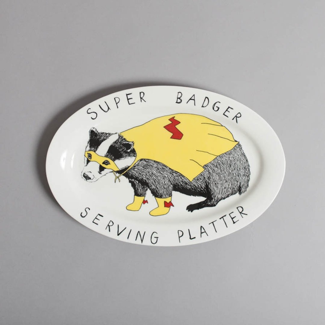 Super Badger  骨瓷长盘 | Jimbobart - 浅碟/小碟子 - 瓷 白色
