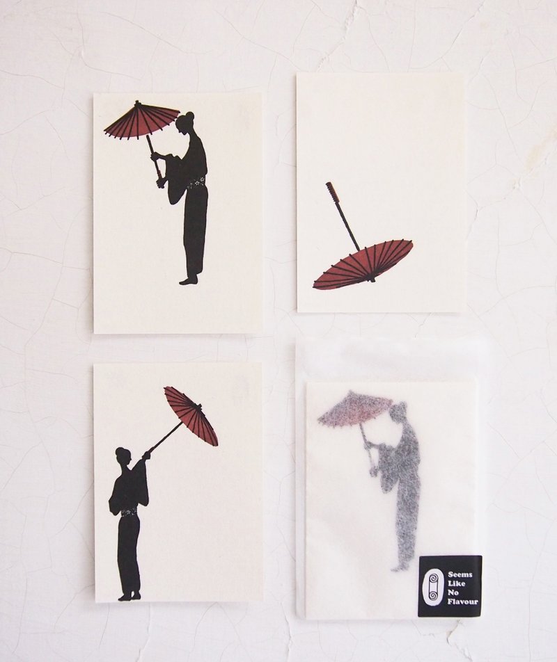 红伞系列 25%羊毛 独立开版 锌刻版印明信片 单张 - 卡片/明信片 - 纸 白色
