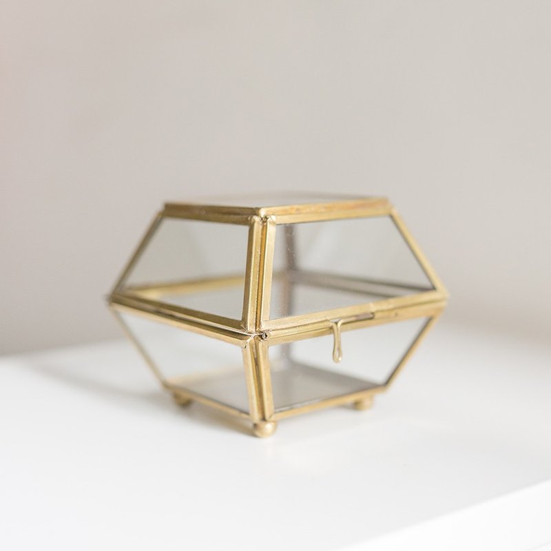 OOPSY Home Decor - 多面玻璃珠宝盒 - RJB - 摆饰 - 其他金属 金色