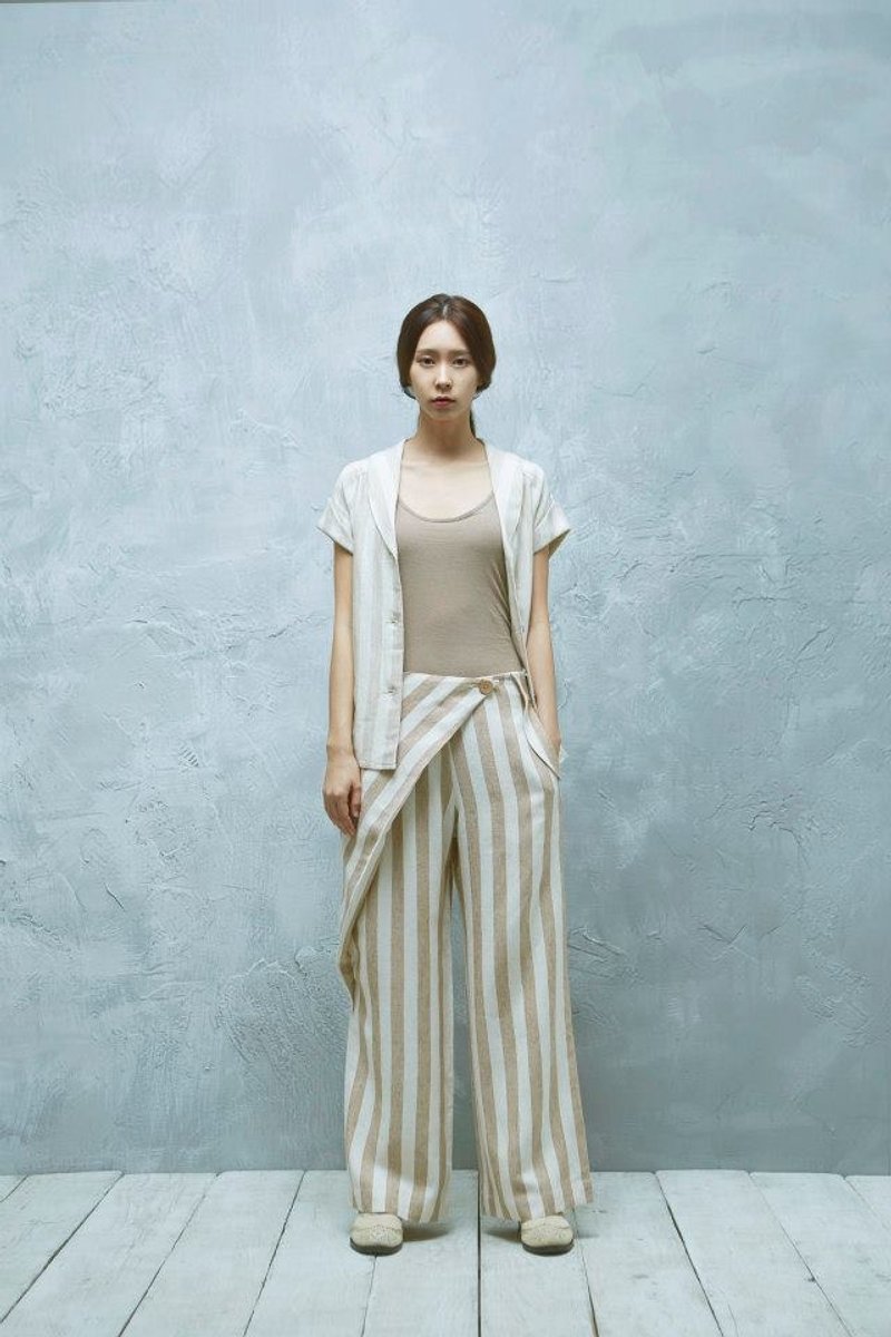 条纹不对称长裤 - 女装长裤 - 其他材质 多色