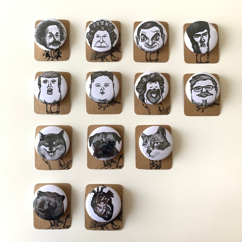 名人画作小襟章 - 可选择任何两款 - 其他 - 其他金属 