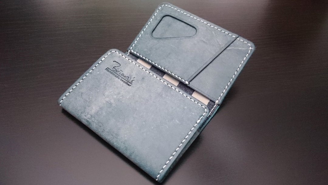 全手缝两摺随身咭套 Brian's Leather - 皮夹/钱包 - 真皮 蓝色