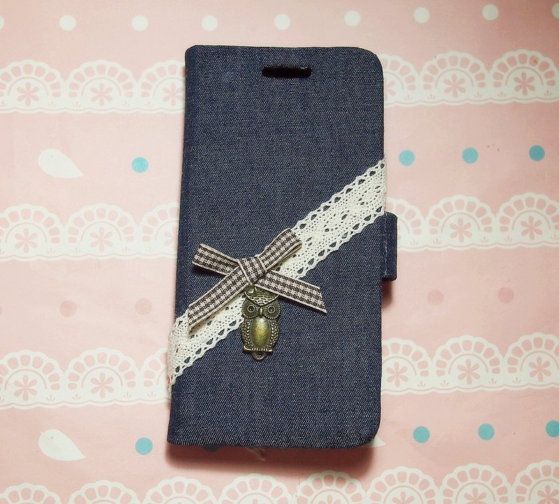 布艺 牛仔系列 猫头鹰 手机套 手机壳 HTC One mini One S X LG Nexus 4 5 G2 Optimus G Pro 2 - 其他 - 其他材质 蓝色