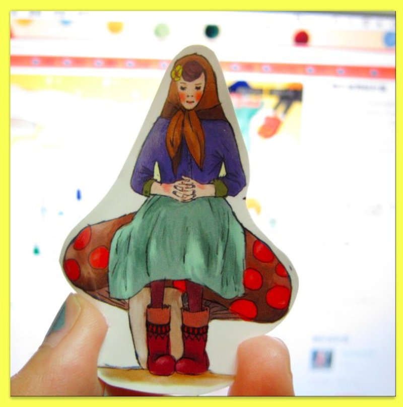 香菇小姐好捧游贴纸 - 贴纸 - 纸 蓝色