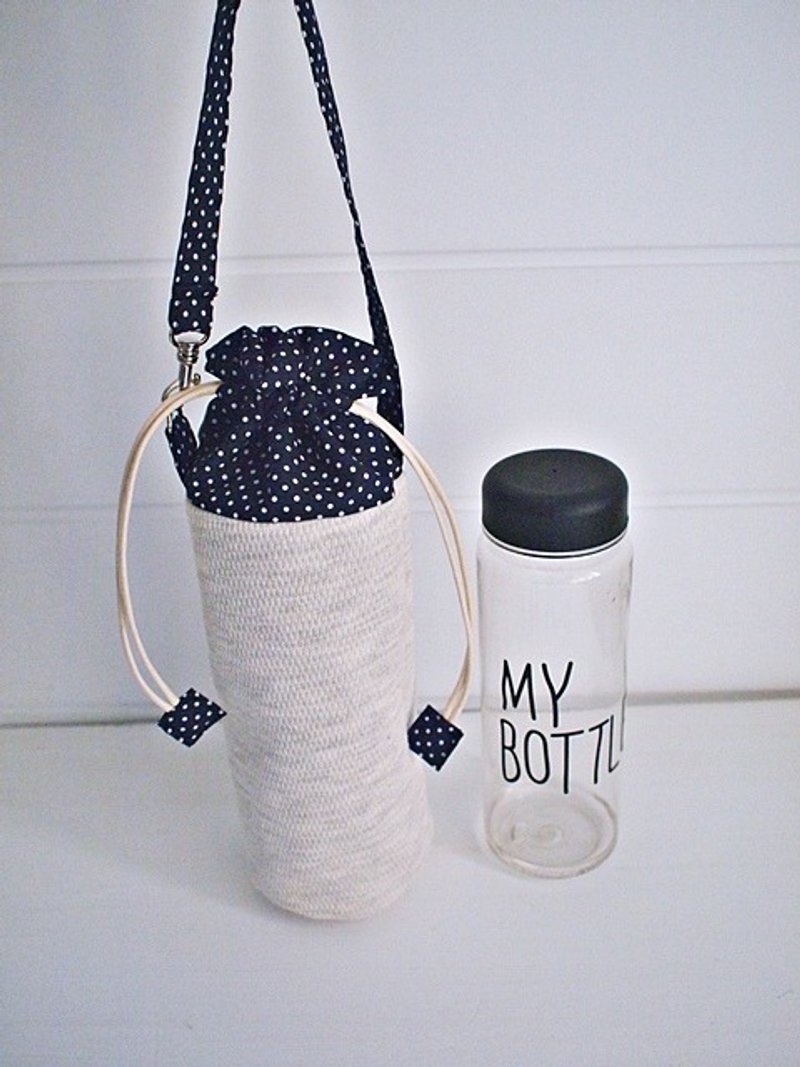 hairmo。双色束口随行杯/水壶保护套手提款-米灰(活动提带) - 随行杯提袋/水壶袋 - 其他材质 卡其色