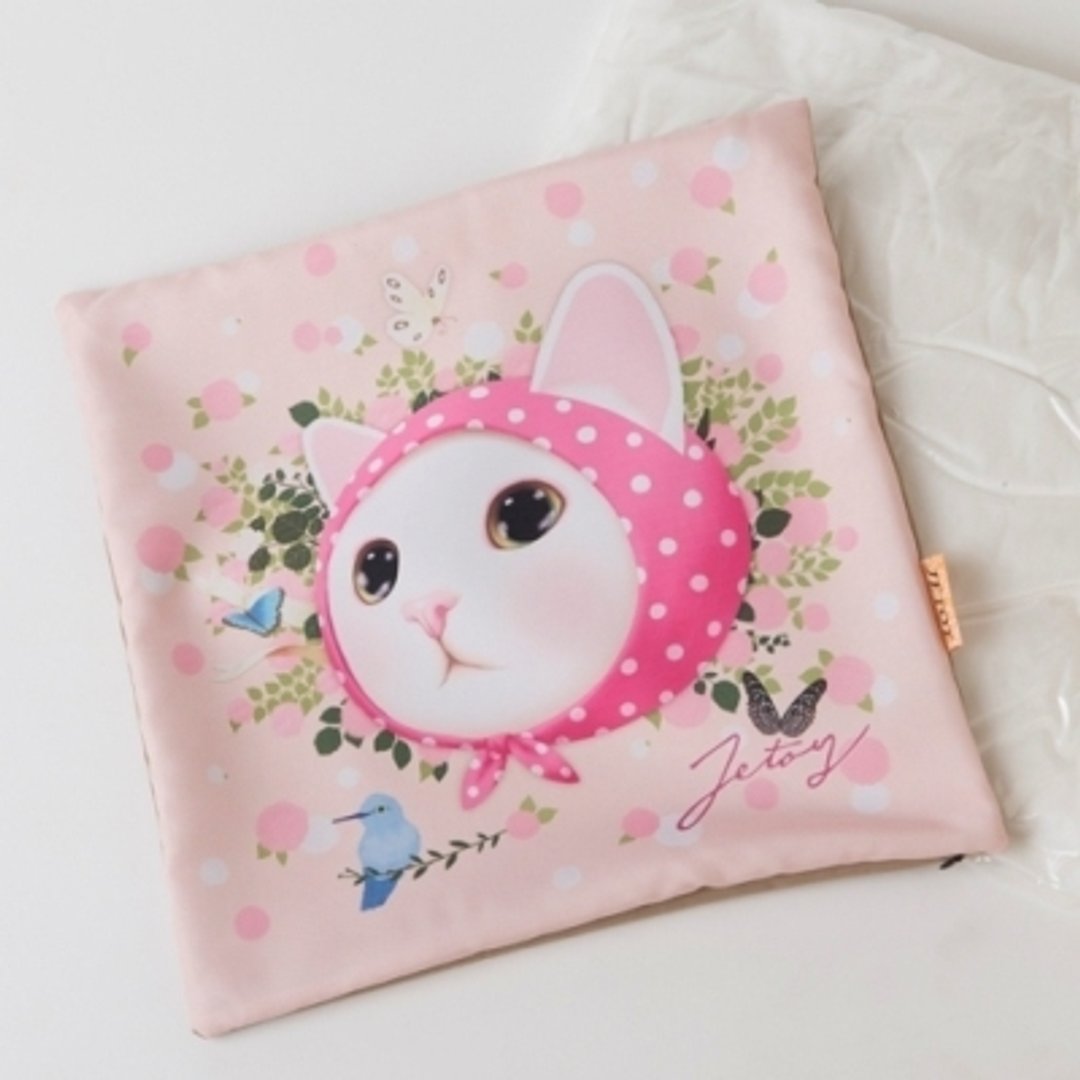 JETOY,Choo choo 甜蜜猫枕套(40X40)_Pink hood（J1408802） - 枕头/抱枕 - 棉 多色