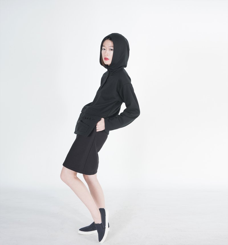 Admete 连帽两穿厚卫衣 - 女装上衣 - 其他材质 黑色