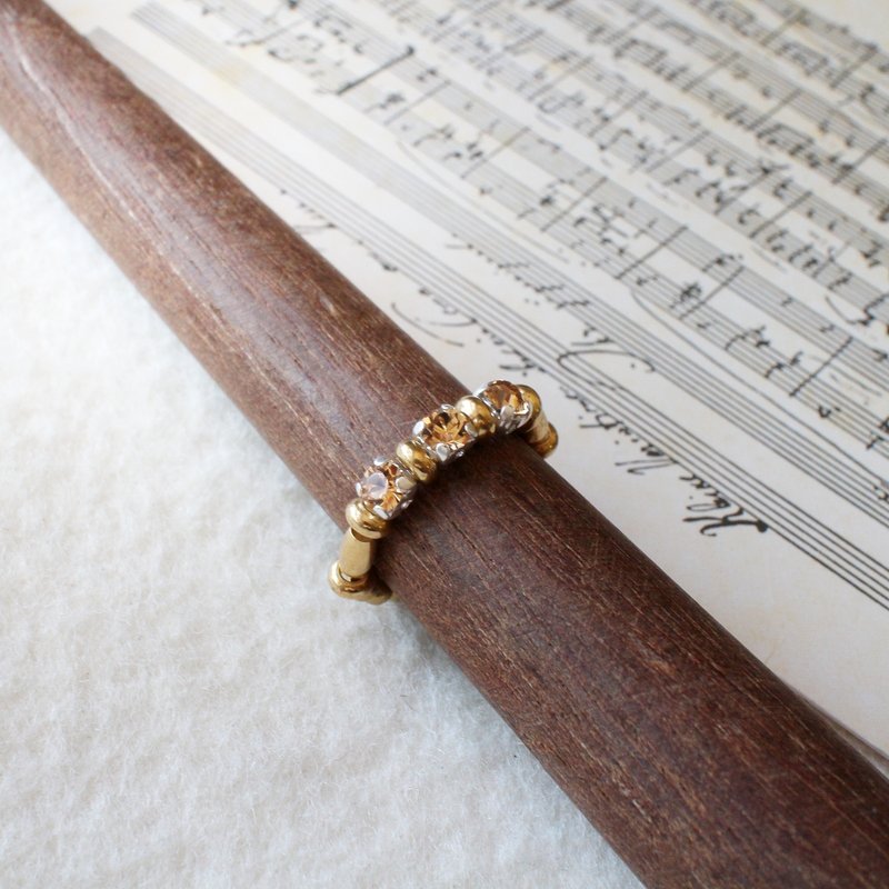 EF黄铜戒指流金岁月NO.156闪亮咖啡色水钻 - 戒指 - 其他材质 咖啡色