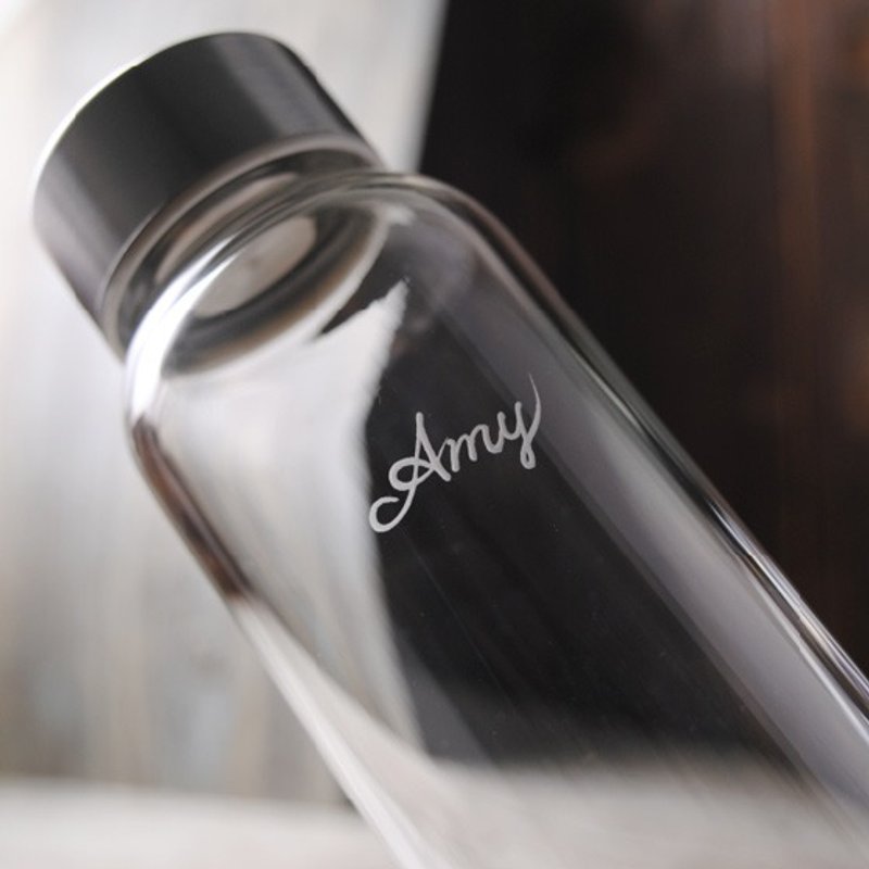 550cc【MSA户外趣x环保玻璃随行杯】爱喝水。爱运动。耐热玻璃雕刻随行杯(加赠布套颜色随机) - 水瓶/水壶 - 玻璃 灰色