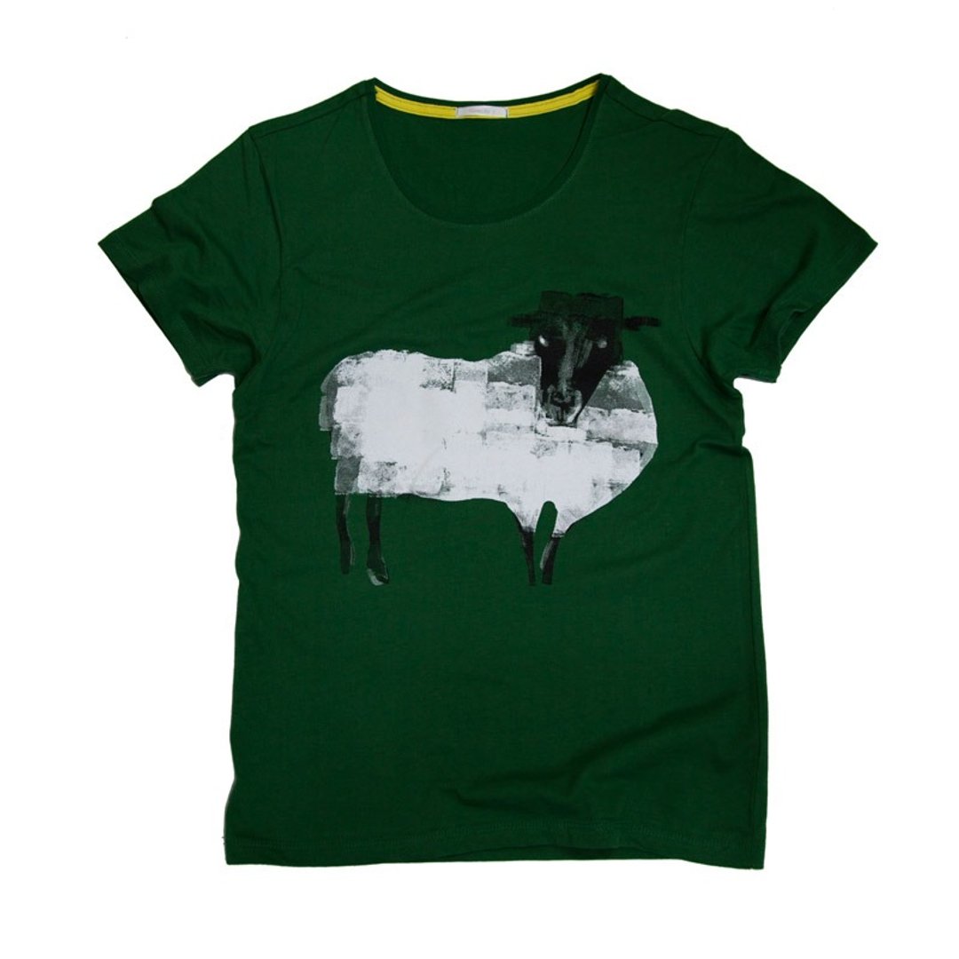 Animal sheep 2 illustrations T-shirt - 女装 T 恤 - 棉 绿色