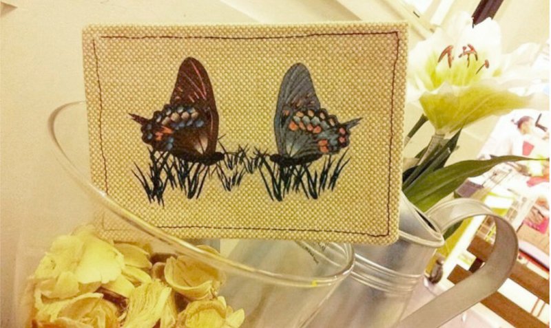 滴咕系列-折蝶/麻布明信片 - 卡片/明信片 - 其他材质 白色