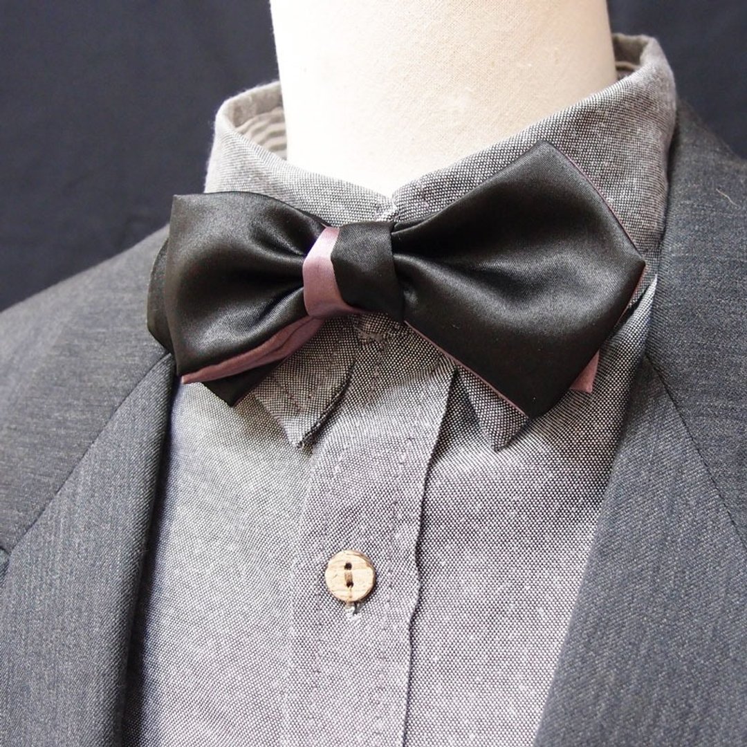丁香紫黑 领结 Bowtie 双面可用*圣诞礼物*新年 - 领结/领巾 - 其他材质 紫色