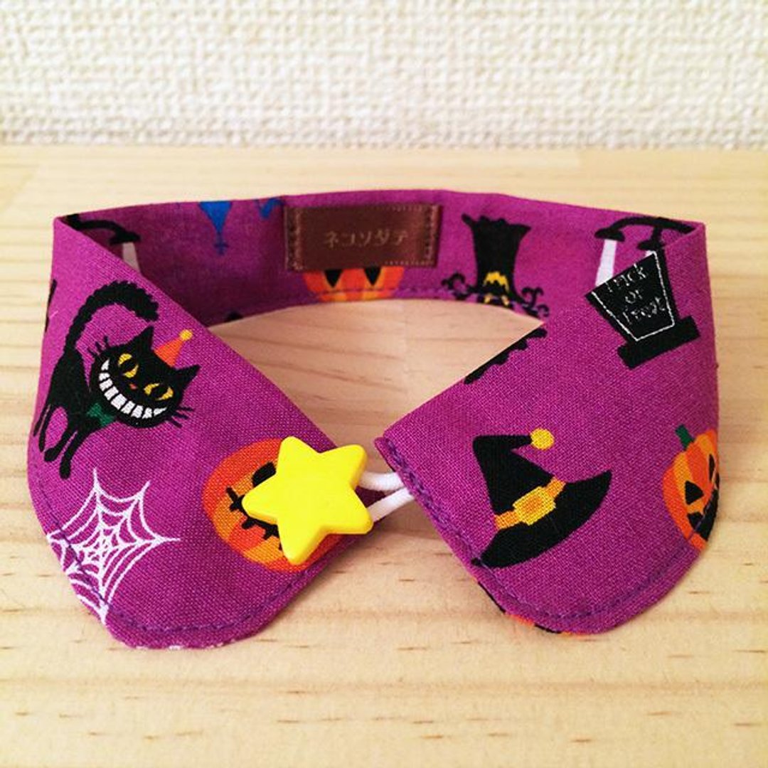 From cat wearing collar style collar / kitten of Halloween pattern] star button until the cat - 项圈/牵绳 - 其他材质 紫色