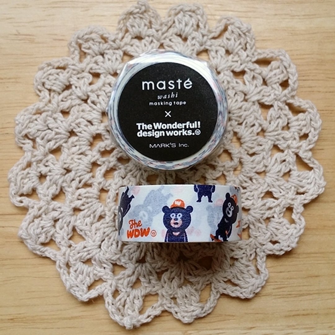 maste 和纸胶带 COLLABO 联名系列【Wonder Bear 滑板 (MST-MKT26-IV)】 - 纸胶带 - 纸 白色