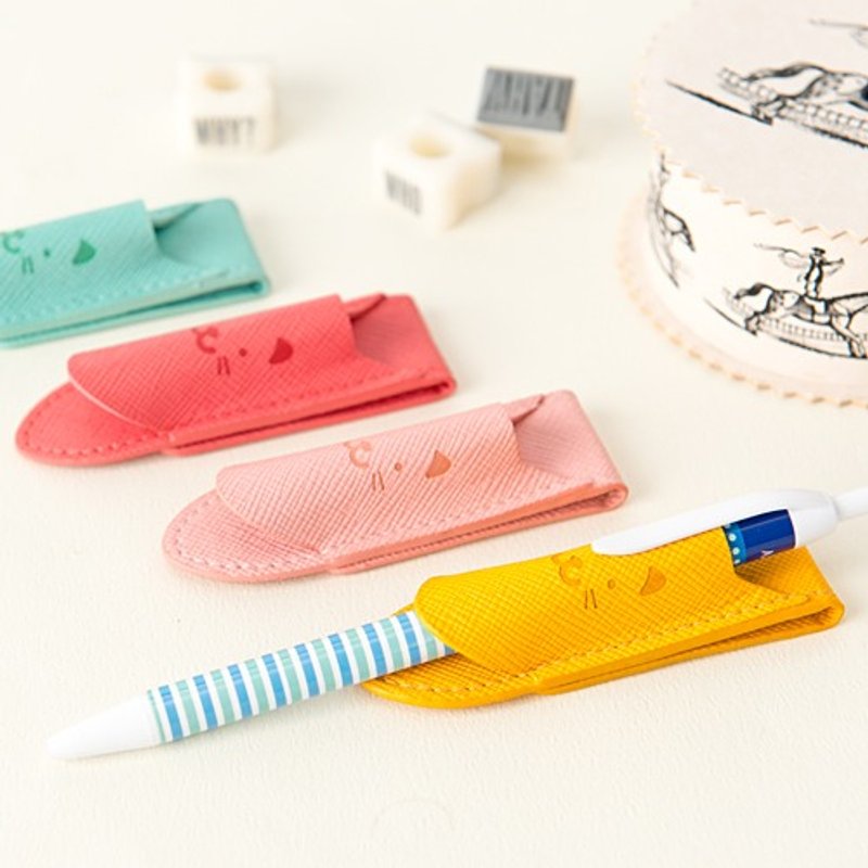 ARDIUM 猫咪书签笔夹 - 笔筒/笔座 - 真皮 黄色