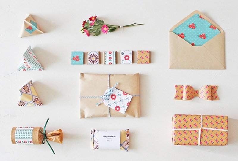 Dessin x Gentle Wave-北欧花园礼物包装纸(8入)-1972,GTW-DP002 - 木工/竹艺/纸艺 - 纸 多色