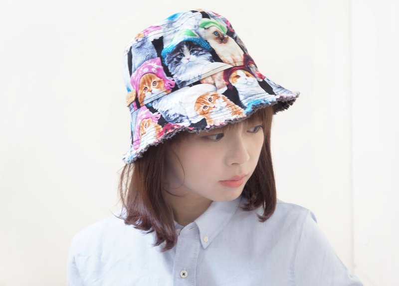 善变的双面渔夫帽 | 彩色帽子毛毛猫 / 最后一顶 M - 帽子 - 其他材质 黑色