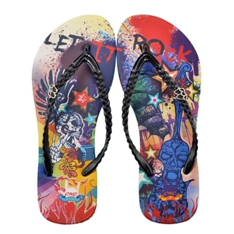 QWQ施华洛世奇水钻人字拖/R006-Let It Rock-B-黑 - 男女凉鞋 - 防水材质 多色