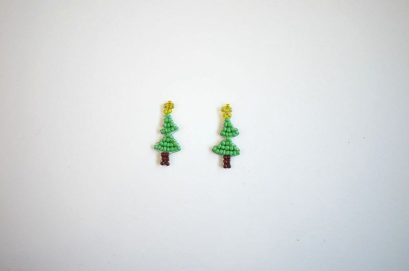 圣诞快乐-圣诞树耳针/耳夹 - 耳环/耳夹 - 其他材质 多色
