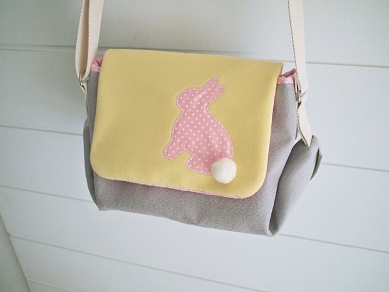 hairmo。粉红点兔信封侧背包-黄+灰 - 侧背包/斜挎包 - 其他材质 黄色