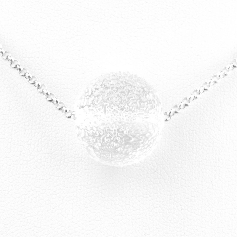 纯洁的冰雪 圆珠 手工 玻璃 纯银项链 - 项链 - 玻璃 白色