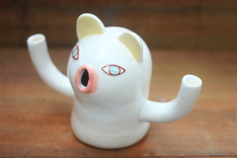 白色大雄陶瓷小花瓶 / 装饰品 / 生日礼物 - 植栽/盆栽 - 粘土 白色