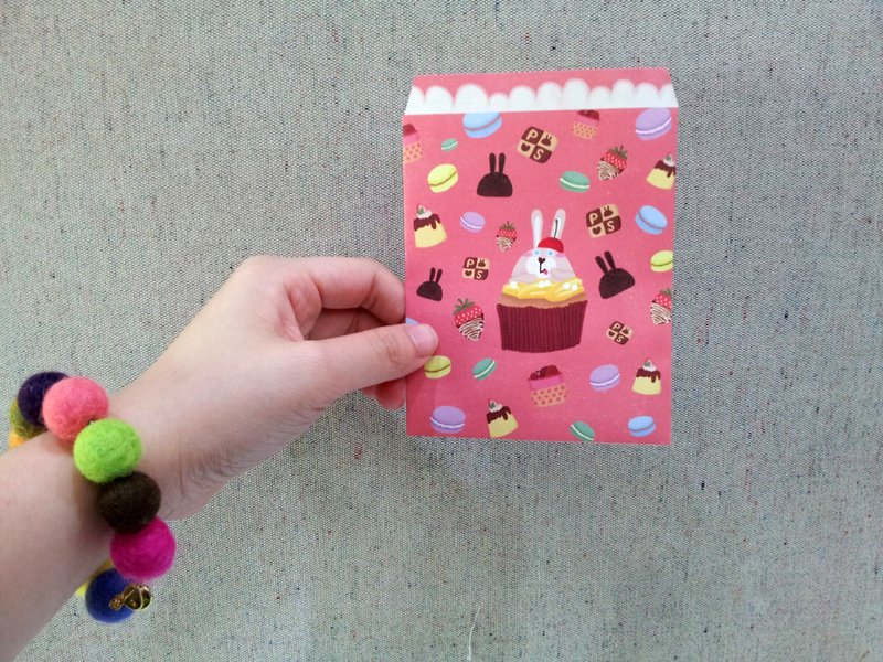 讨喜的下午茶信封信纸组 - 贴纸 - 纸 粉红色