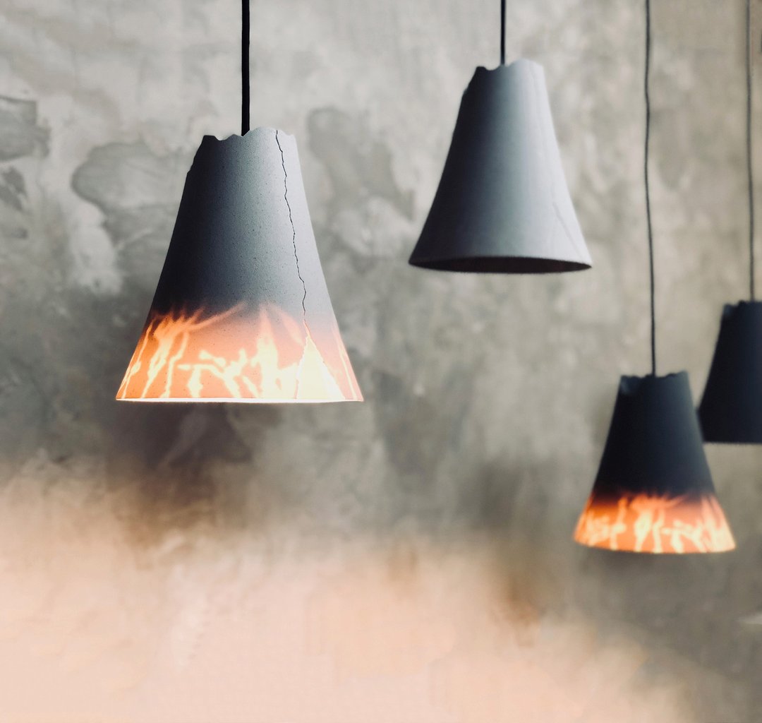 山石软泥灯: 吊灯 / MOUNTAINSTONE LAMP - 灯具/灯饰 - 其他材质 灰色