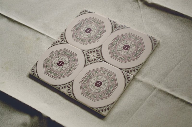 Taiwan Traditional Tiles Coaster 台湾爿爿花陶瓷吸水杯垫 -古典万花筒 - 杯垫 - 其他材质 多色