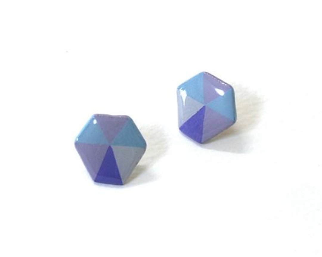 灰色钻石形状耳环 耳针 / 夹式 - 耳环/耳夹 - 塑料 灰色