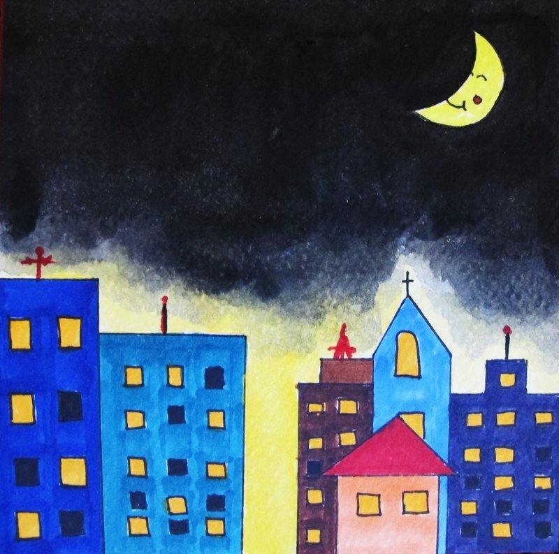 (Zoie Art)夜晚城市 - 卡片/明信片 - 纸 黑色