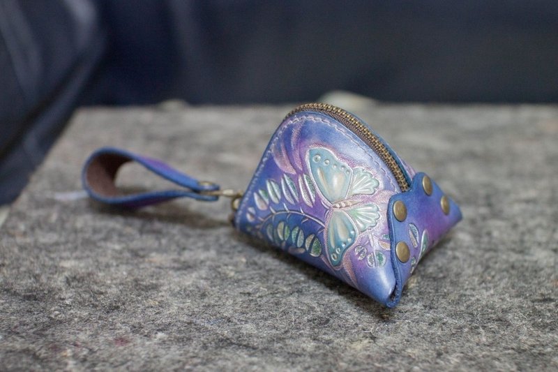 皮件 手工皮雕 皮革 零钱包  ( 粽子造型) 唯一独特 - 零钱包 - 真皮 