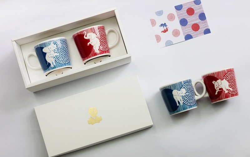 象亲象爱象纹对杯 - 咖啡杯/马克杯 - 其他材质 白色