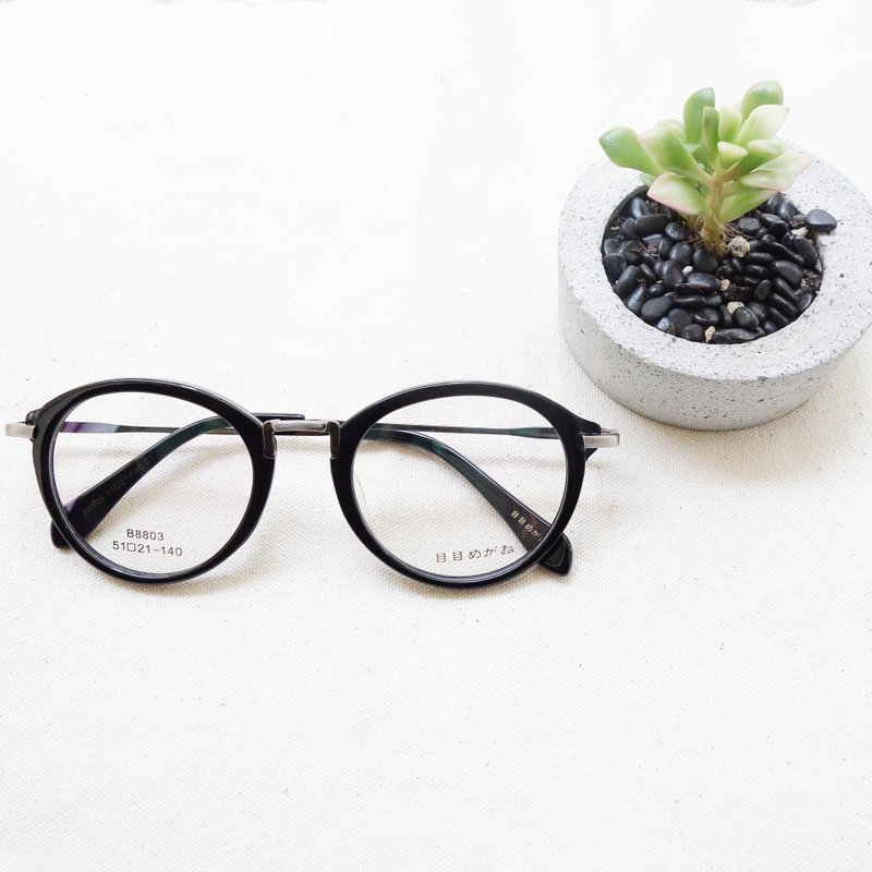中金复古圆框 金属脚 - 眼镜/眼镜框 - 塑料 黑色