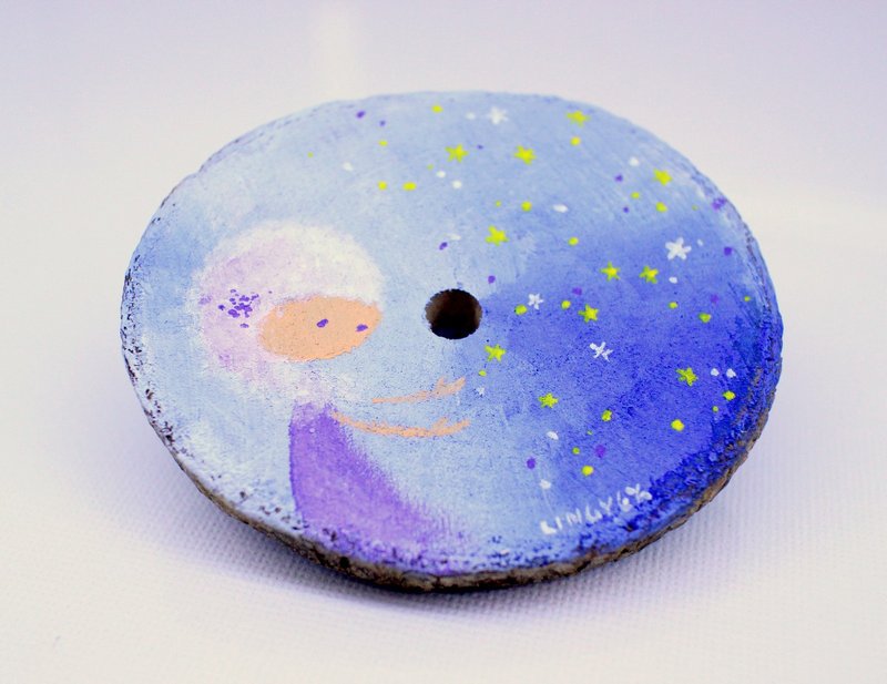 富察令儿·彩绘圆木摆设 - 摆饰 - 木头 蓝色