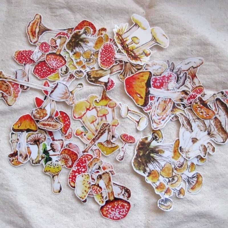 森林蘑菇贴纸 - 贴纸 - 纸 咖啡色